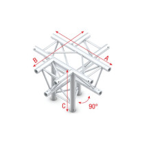Deco-22 Triangle truss - Cross + down 5-way - apex down ACM53 - 90° corner