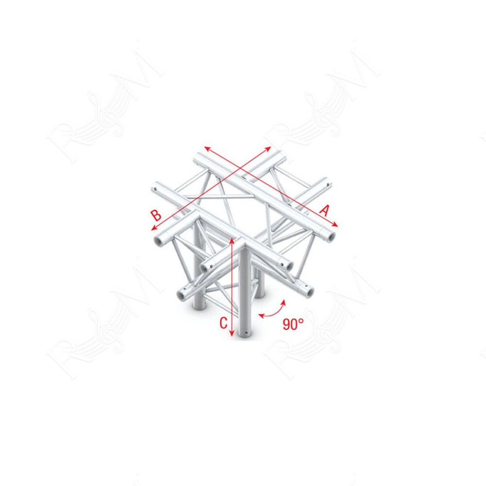 Deco-22 Triangle truss - Cross + down 5-way - apex down ACM53 - 90° corner