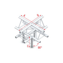 Deco-22 Triangle truss - Cross + down 5-way - apex up ACM52 - 90° corner
