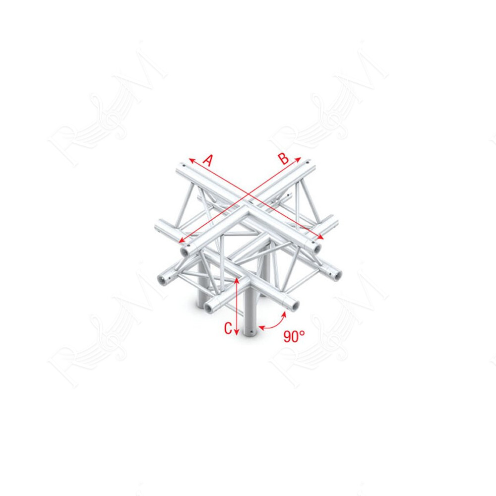 Deco-22 Triangle truss - Cross + down 5-way - apex up ACM52 - 90° corner