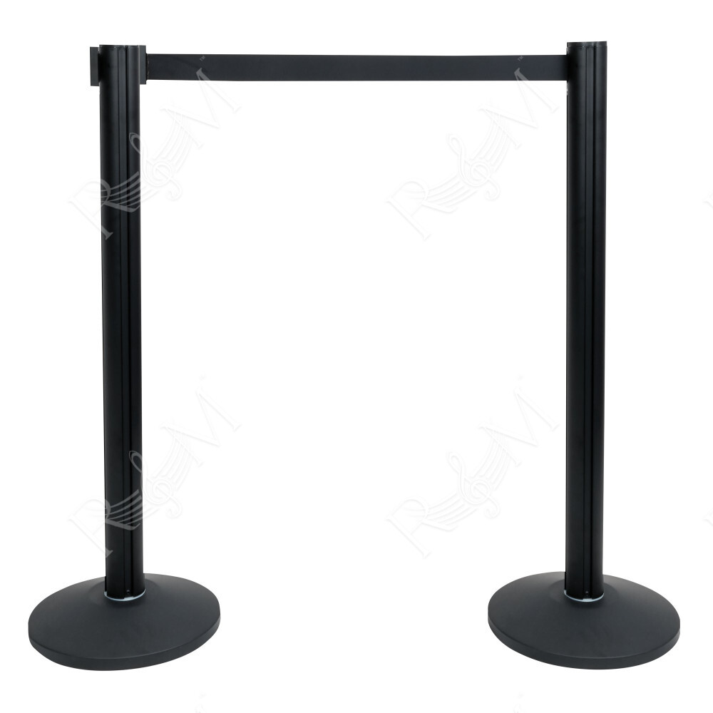 2 m Adjustable Crowd Barrier PRO Set, nero