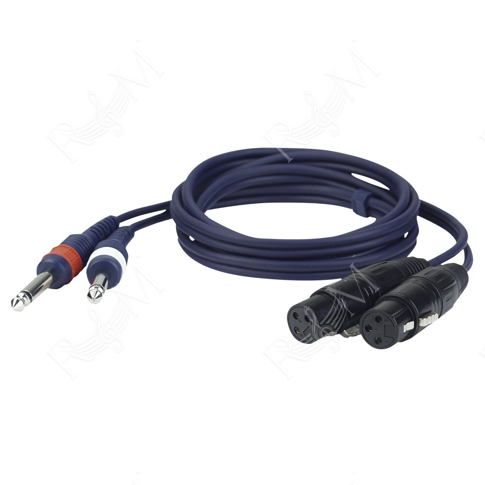 FL43 - 2 unbal. Jack mono L/R to 2 XLR/F 3P 3 m