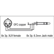 FL67 - 8 XLR/F 3P to 8 Jack stereo 3 m