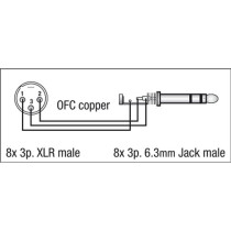 FL68 - 8 XLR/M 3P to 8 Jack stereo 3 m