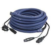 FP04 - Schuko/XLR M - IEC/XLR F - DMX / Power 10 m - blu