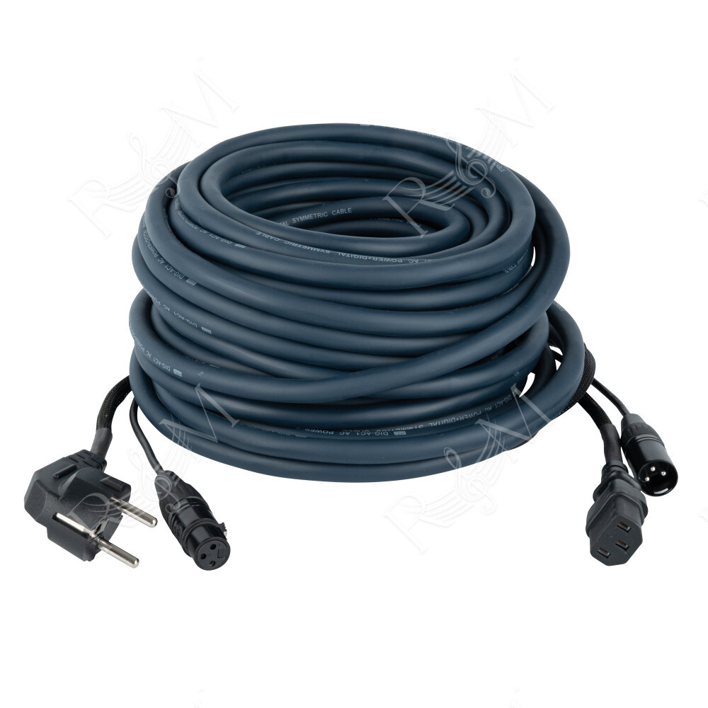 FP08 - Schuko/XLR F - IEC/XLR M - Audio / Power 15 m - blu