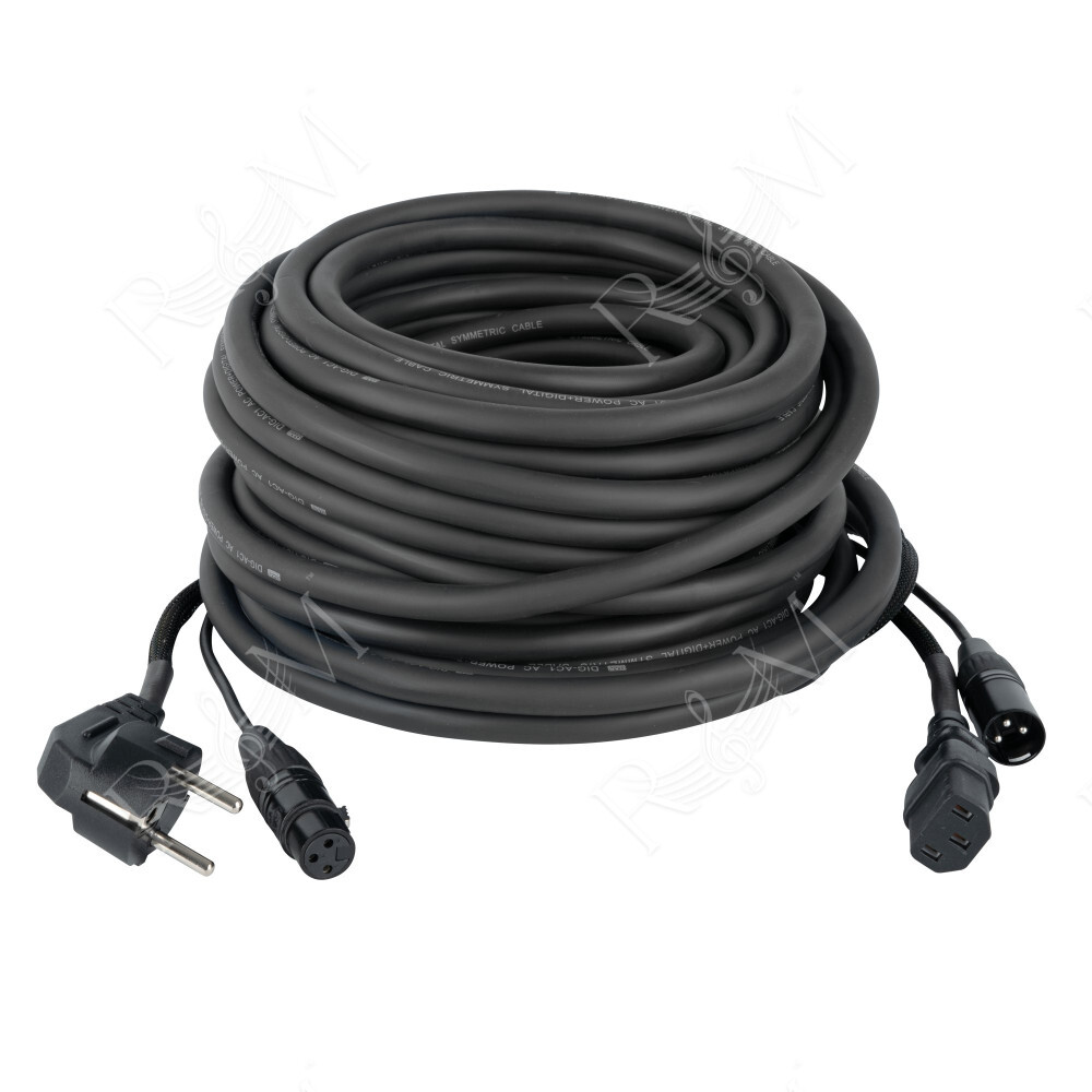 FP08 - Schuko/XLR F - IEC/XLR M - Audio / Power 20 m - nero