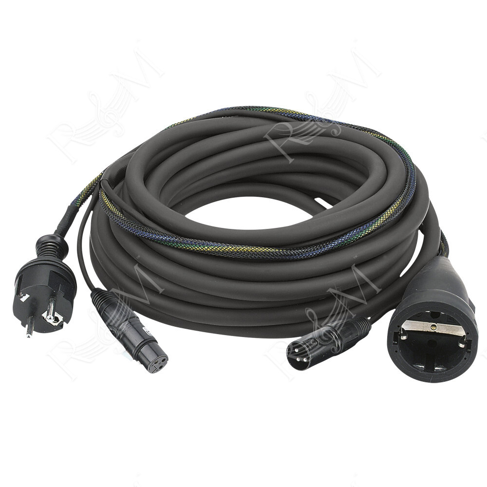 FP09 - Schuko/XLR F - Schuko/XLR M - Audio / Power 15 m - nero