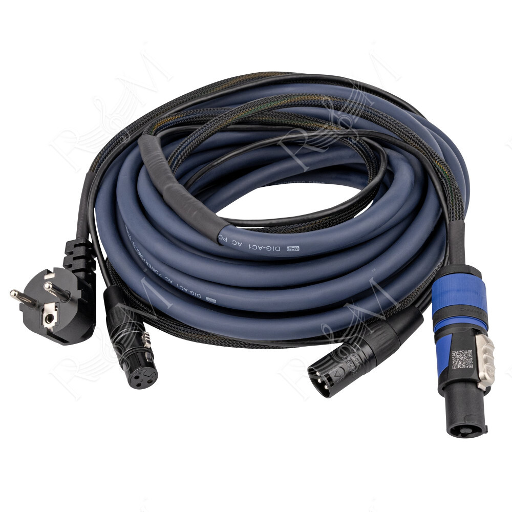 FP10 - Schuko/XLR F - powerCON/XLR M - Audio / Power 10 m - blu