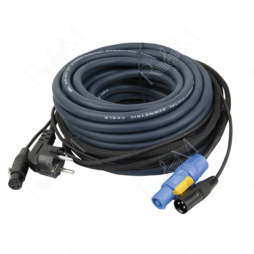 FP10 - Schuko/XLR F - powerCON/XLR M - Audio / Power 15 m - blu