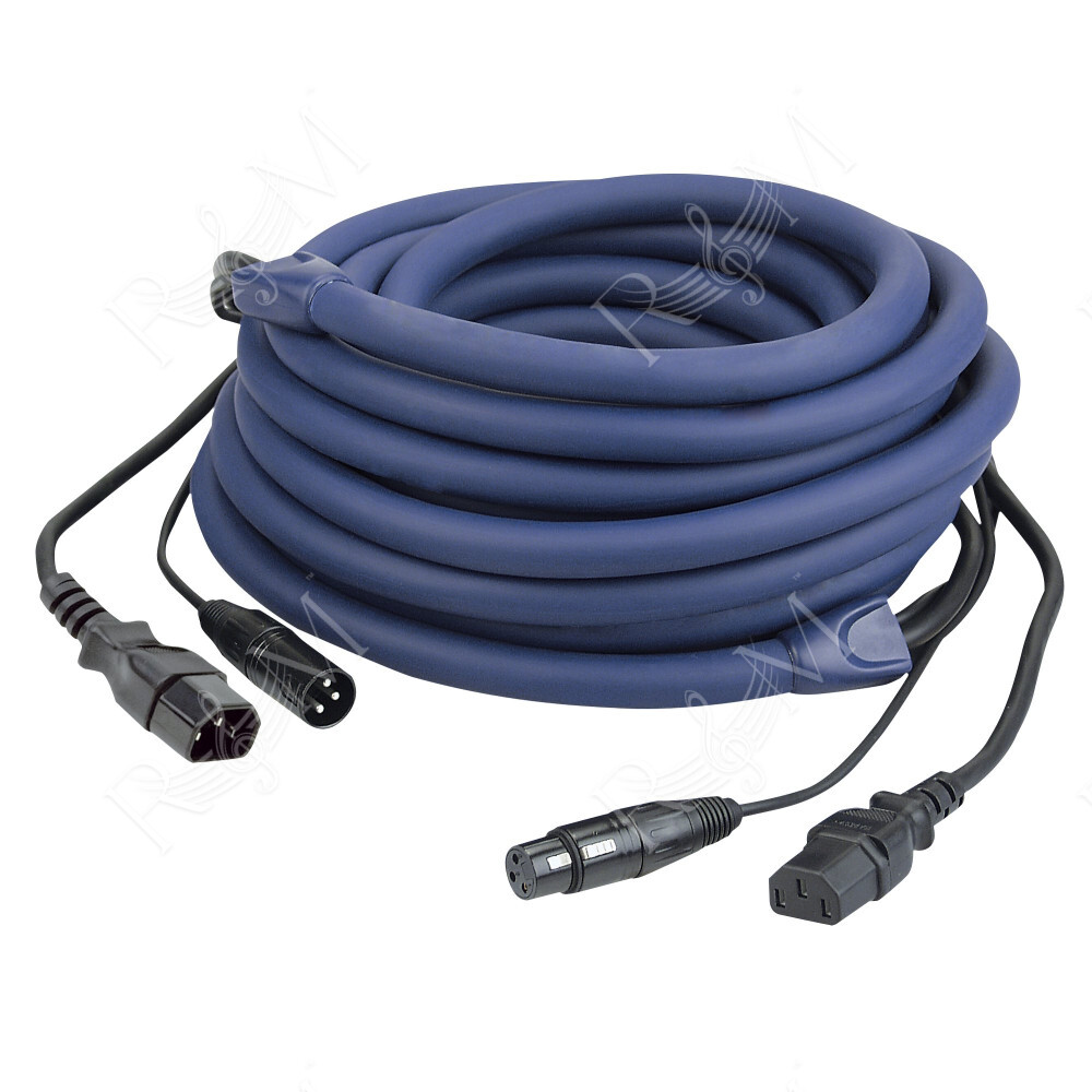 FP12 - IEC/XLR M - IEC/XLR F - DMX / Power 1,5 m - blu