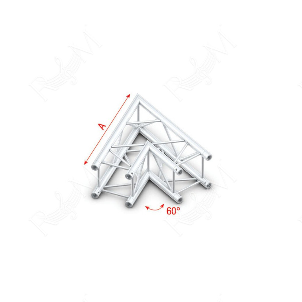 Pro-30 Square F Truss - Corner QCVF20 - angolo da 60° - impiego gravoso - argento - F