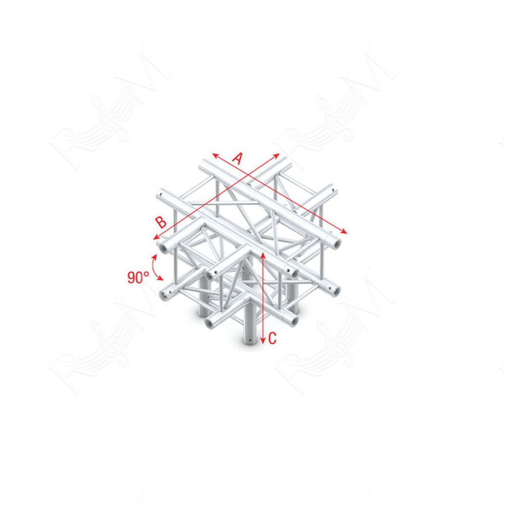 Pro-30 Square F Truss - Cross + Down 5-way QCVF51 - angolo da 90° - impiego gravoso - argento - F
