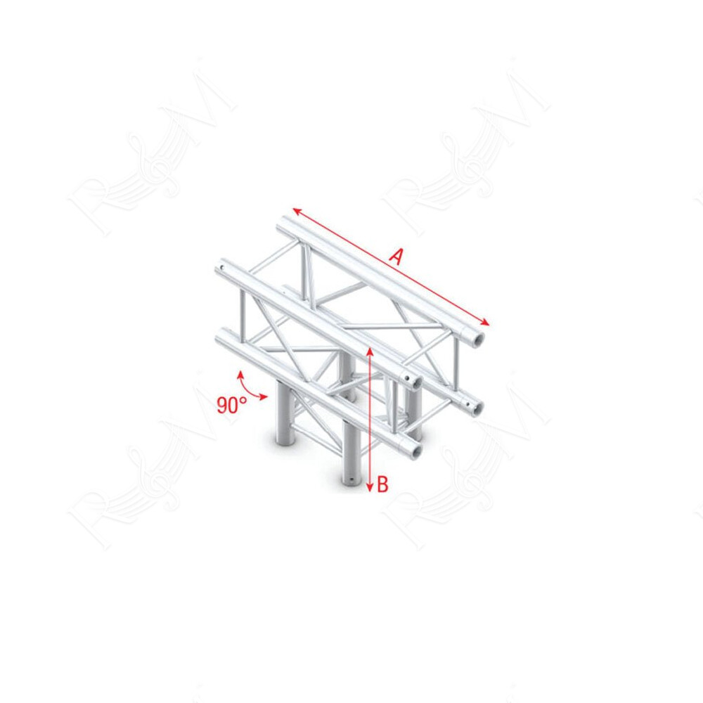 Pro-30 Square F Truss - T-Cross 3-way - 50 cm QTF35sp - angolo da 90° - argento - F