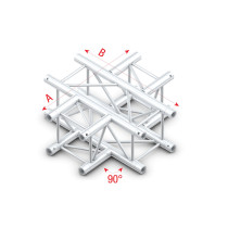 Pro-30 Square F Truss - Cross 4-way - 50 cm QCU41sp - angolo da 90° - argento - F