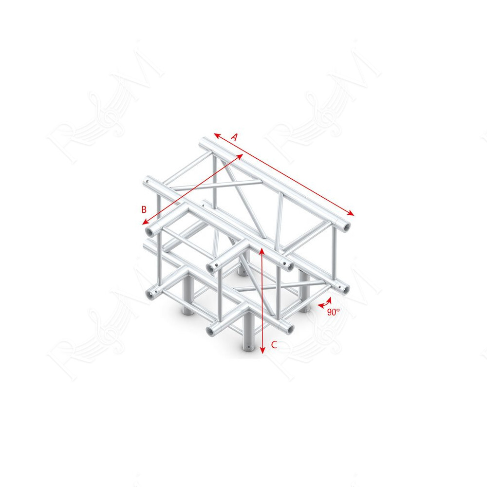Pro-40 Square F Truss - T-cross + Down 4-way QLLF40 - angolo da 90° - impiego gravoso - F