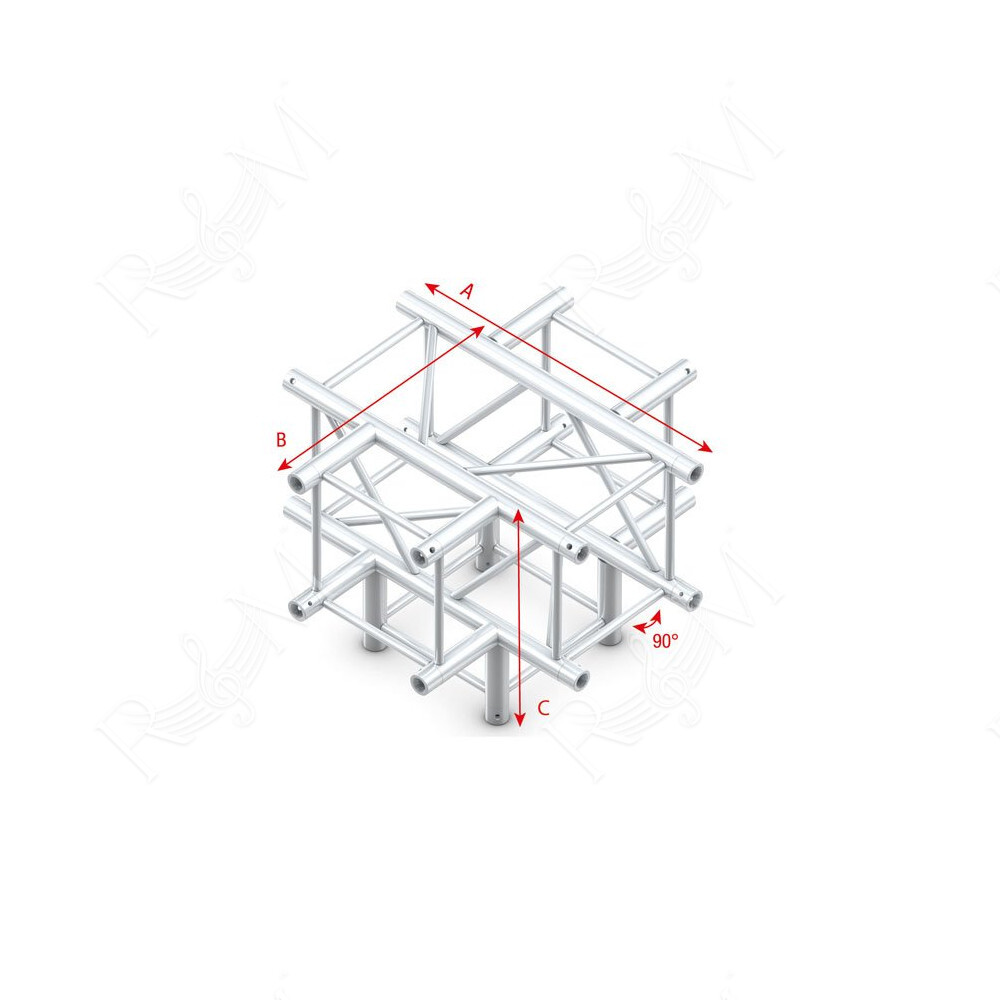 Pro-40 Square F Truss - Cross + Down 5-way QCLF51 - angolo da 90° - impiego gravoso - F