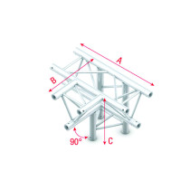 Pro-30 Triangle F Truss - T-Cross + down 4-way - 50 cm ATF42sp - angolo da 90° - argento - F