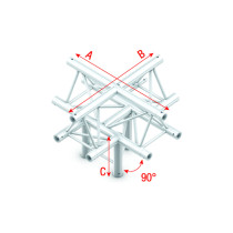 Pro-30 Triangle F Truss - Cross + down 5-way - apex up - 50 cm ACF52sp - angolo da 90° - argento - F