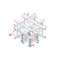 Pro-30 Square G Truss - Cross + Down 5-way -71cm QCU51 - 90° corner - silver