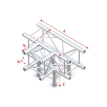 Pro-30 Square G Truss - T-Cross + Down 4-way - 50 cm QLUU40 - 90° corner - silver - G