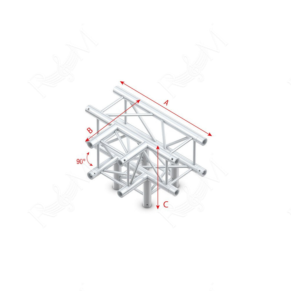 Pro-30 Square G Truss - T-Cross + Down 4-way - 50 cm QLUU40 - 90° corner - silver - G