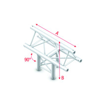 Pro-30 Triangle G Truss - T-Cross vertical - 3-way - apex up - 50 cm ATU35Bsp - 90° corner - silver - G