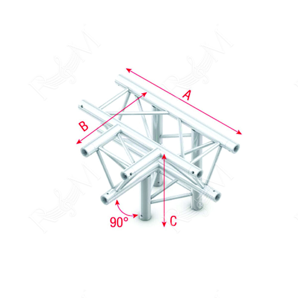 Pro-30 Triangle G Truss - T-Cross + down 4-way - 50 cm ATU42sp - 90° corner - silver - G