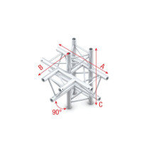 Pro-30 Triangle G Truss - T-Cross + up/down 5-way - 50 cm ATU51sp - 90° corner - silver - G