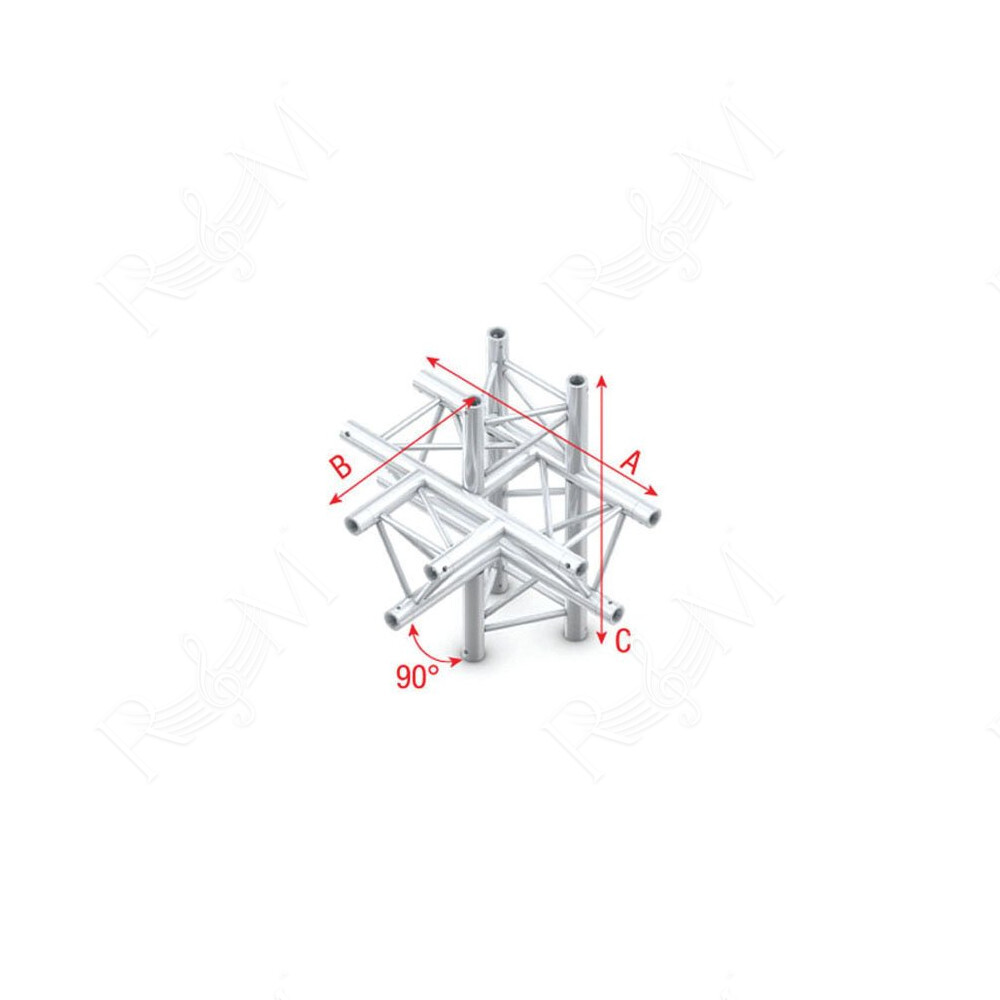 Pro-30 Triangle G Truss - T-Cross + up/down 5-way - 50 cm ATU51sp - 90° corner - silver - G