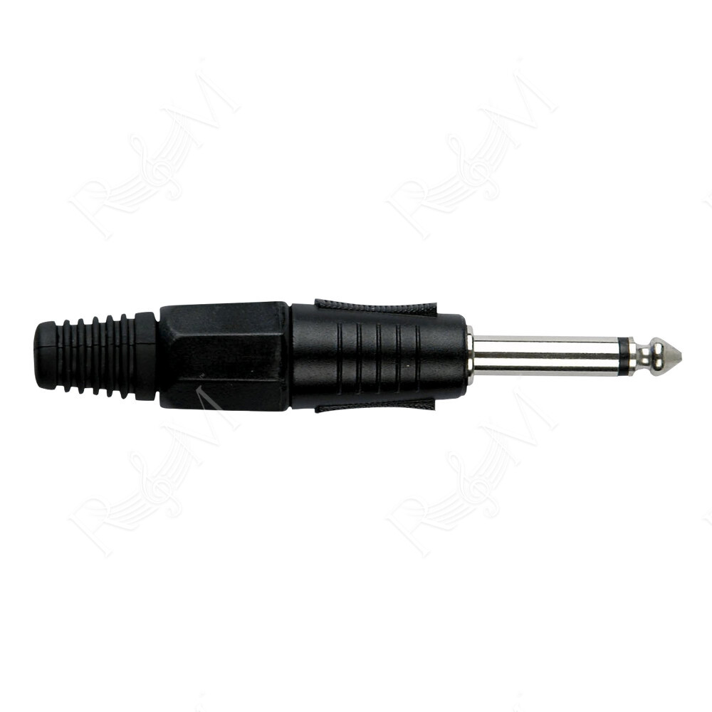 6.3 mm Jack Plug Mono Black housing Cappuccio finale nero