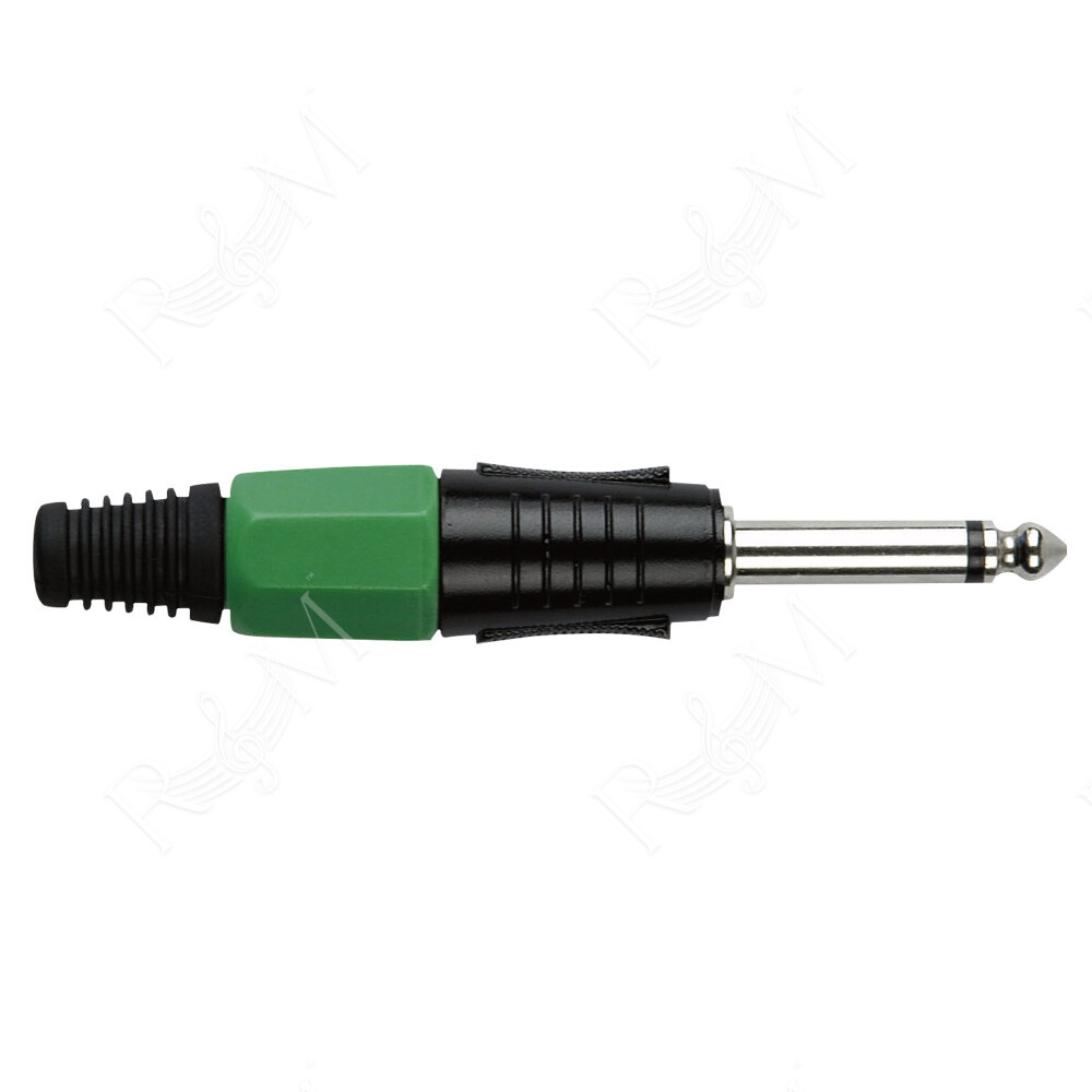 6.3 mm Jack Plug Mono Black housing Cappuccio finale verde