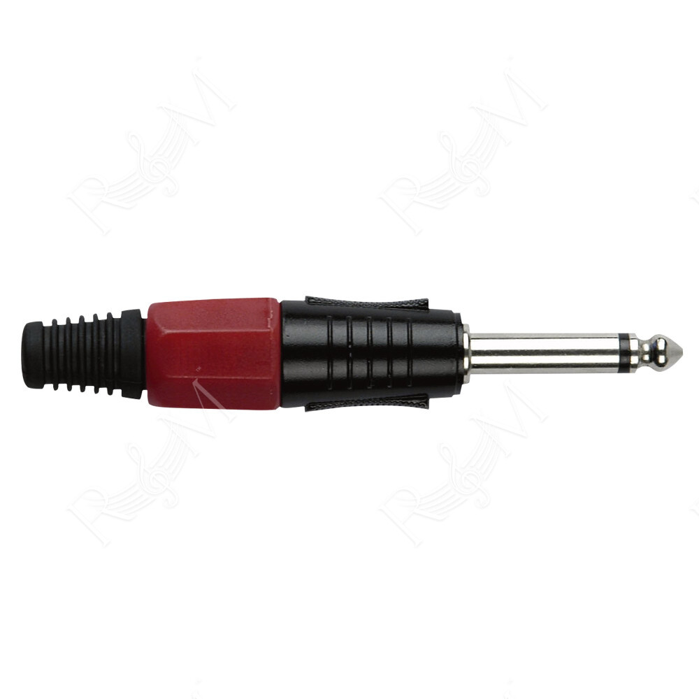 6.3 mm Jack Plug Mono Black housing Cappuccio finale rosso