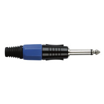 6.3 mm Jack Plug Mono Black housing Cappuccio finale blu