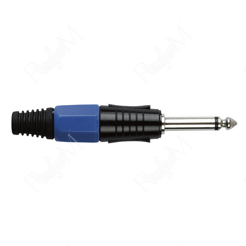 6.3 mm Jack Plug Mono Black housing Cappuccio finale blu