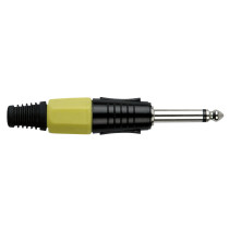 6.3 mm Jack Plug Mono Black housing Cappuccio finale giallo