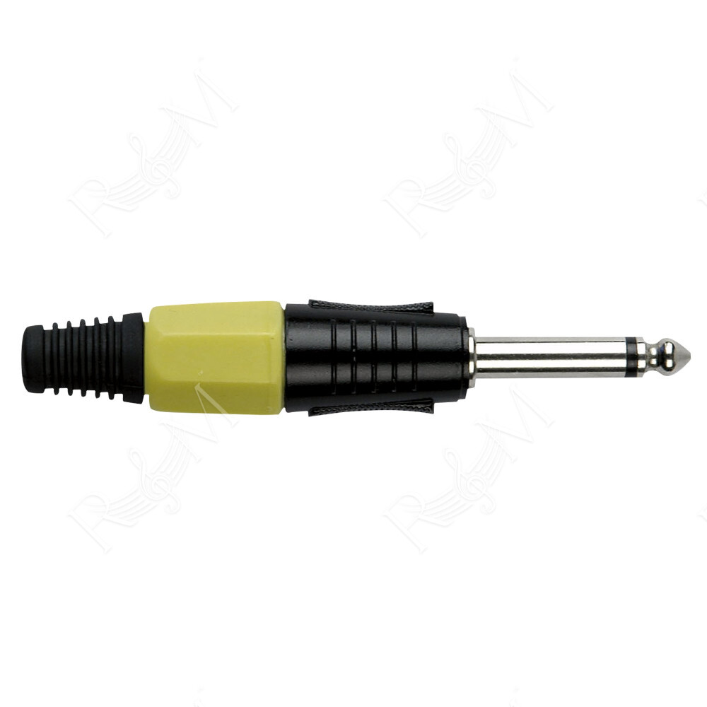 6.3 mm Jack Plug Mono Black housing Cappuccio finale giallo