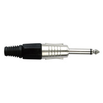 6.3 mm Jack Plug Mono Nickel housing Cappuccio finale nero