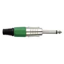 6.3 mm Jack Plug Mono Nickel housing Cappuccio finale verde