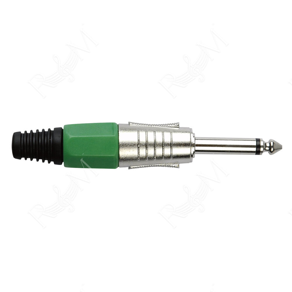 6.3 mm Jack Plug Mono Nickel housing Cappuccio finale verde