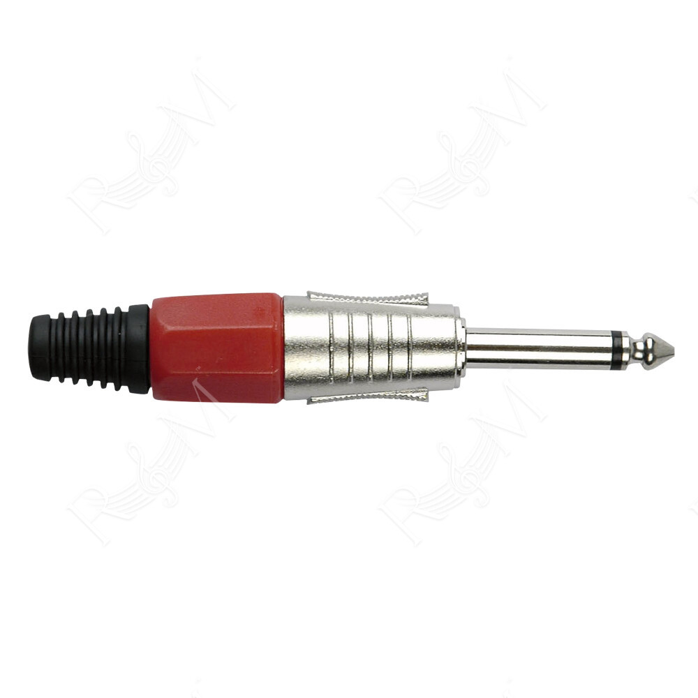 6.3 mm Jack Plug Mono Nickel housing Cappuccio finale rosso