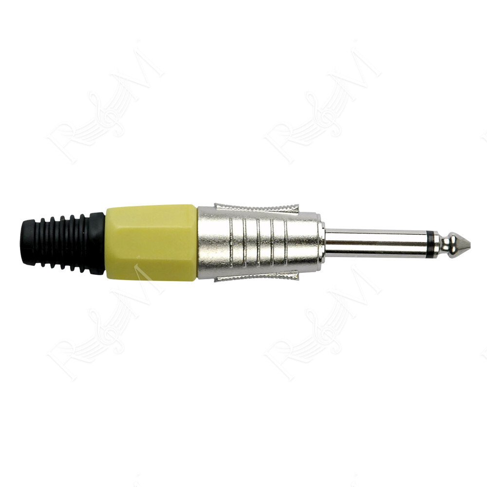 6.3 mm Jack Plug Mono Nickel housing Cappuccio finale giallo