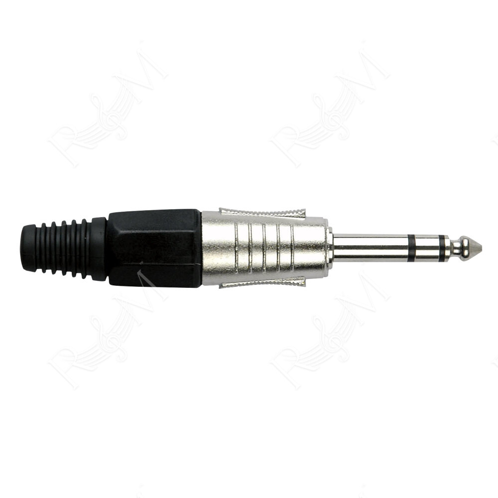 6.3 mm Jack Plug Stereo Nickel housing Cappuccio finale nero