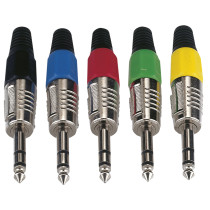6.3 mm Jack Plug Stereo Nickel housing Cappuccio finale nero