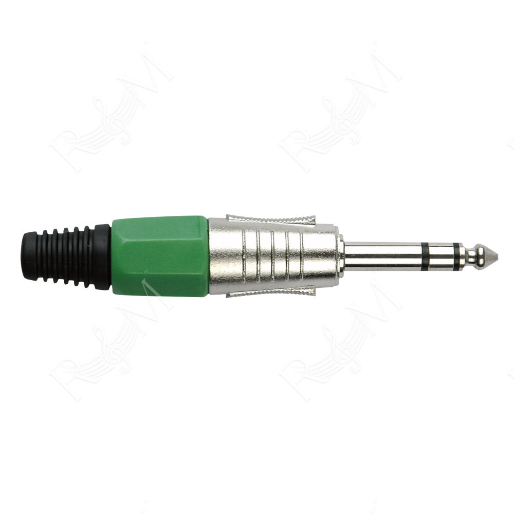 6.3 mm Jack Plug Stereo Nickel housing Cappuccio finale verde