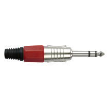 6.3 mm Jack Plug Stereo Nickel housing Cappuccio finale rosso