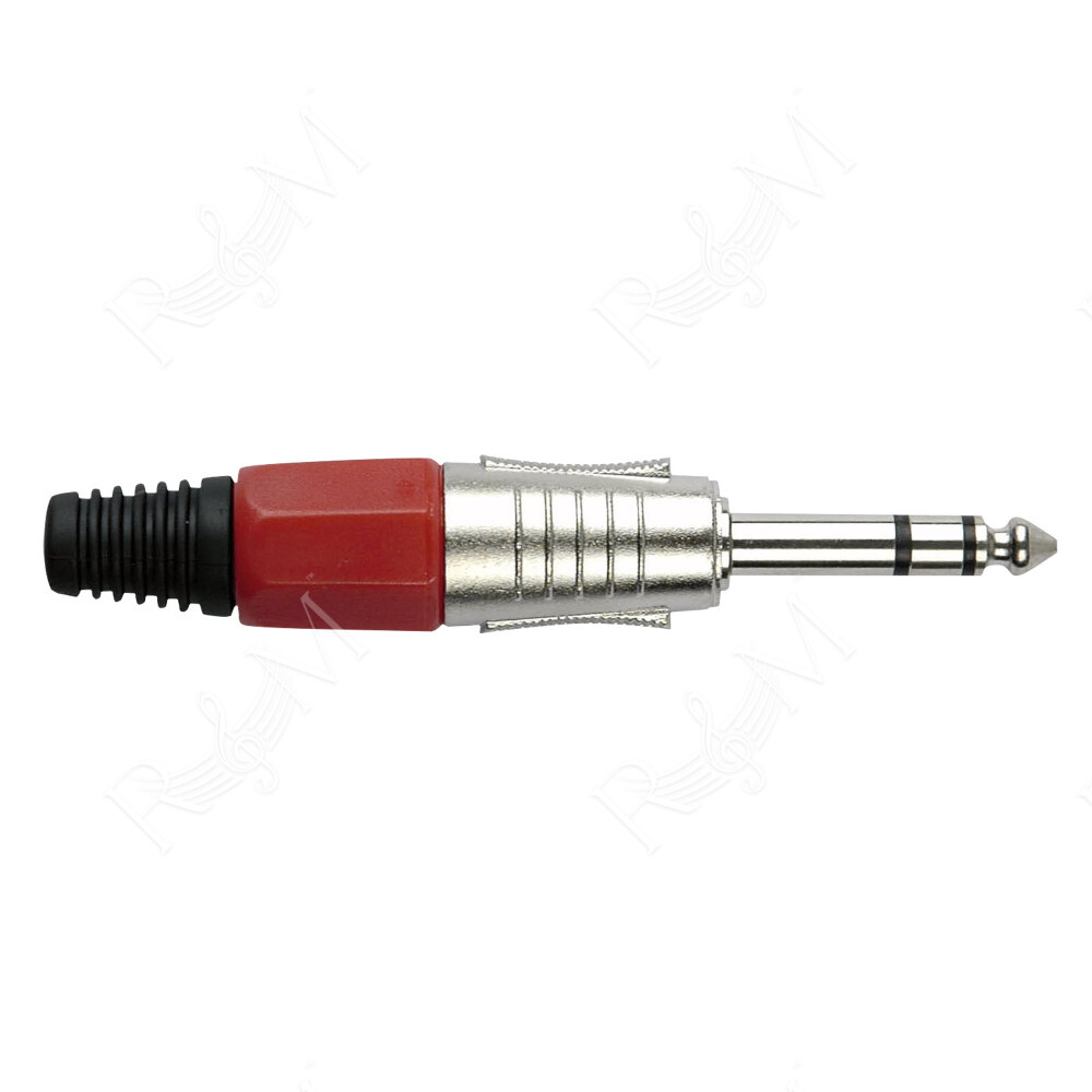 6.3 mm Jack Plug Stereo Nickel housing Cappuccio finale rosso