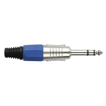 6.3 mm Jack Plug Stereo Nickel housing Cappuccio finale blu