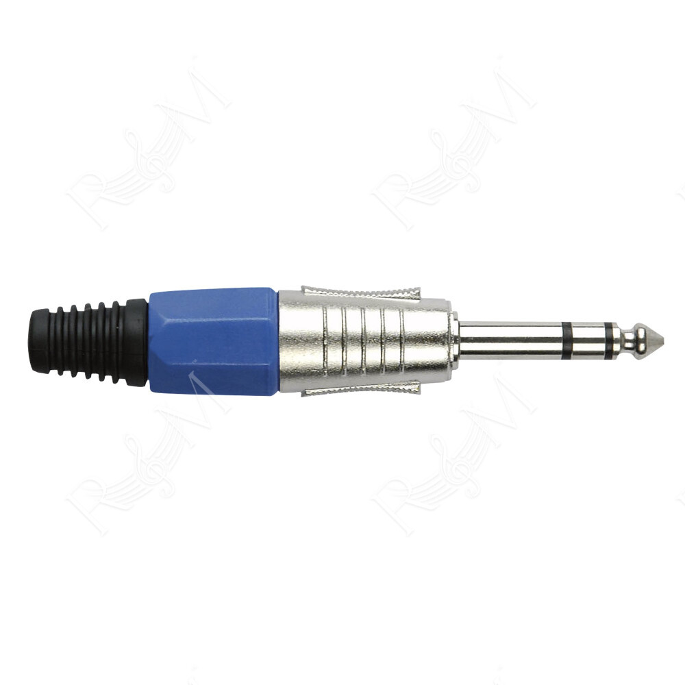 6.3 mm Jack Plug Stereo Nickel housing Cappuccio finale blu