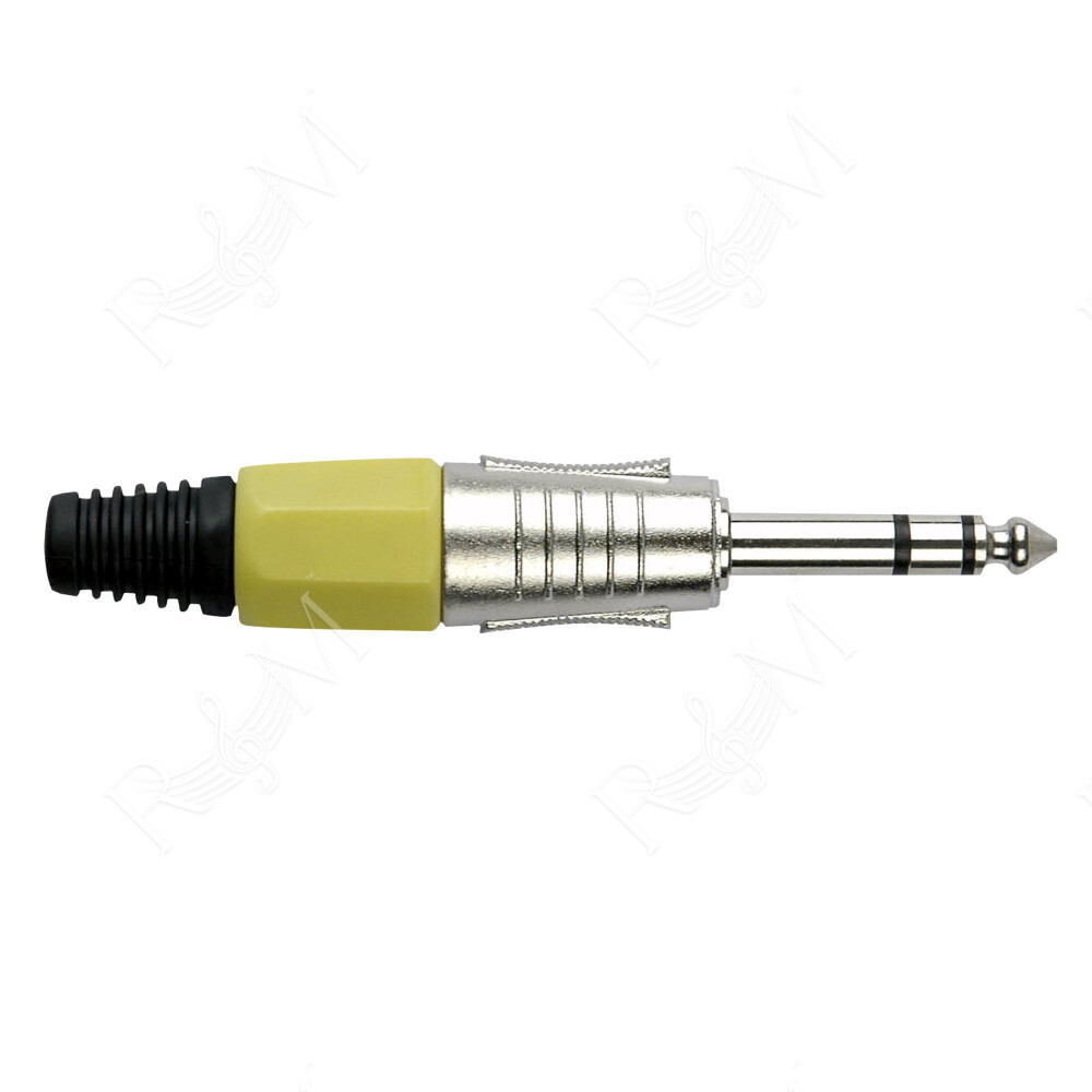 6.3 mm Jack Plug Stereo Nickel housing Cappuccio finale giallo